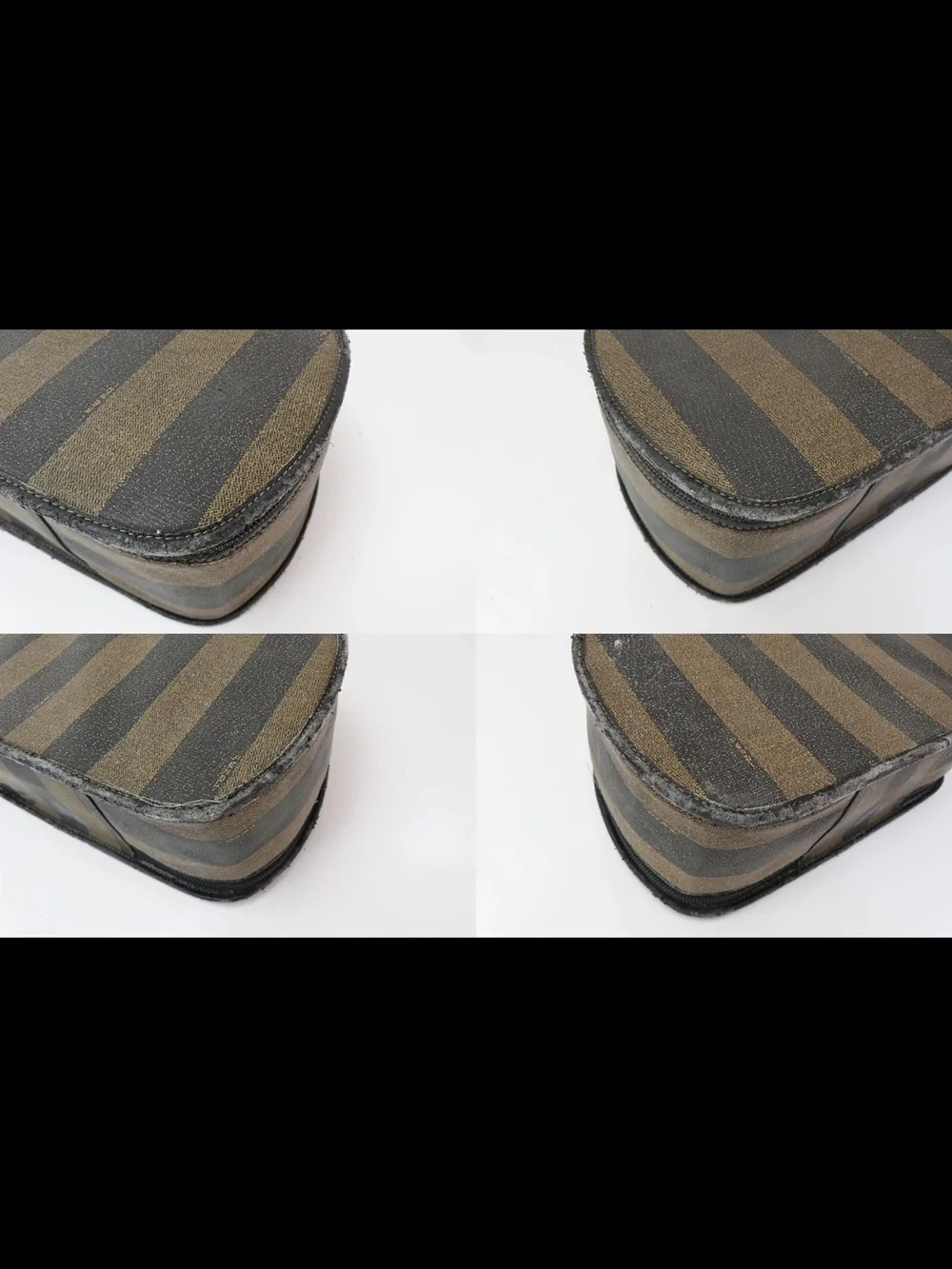 Fendi Brown and Black Striped Dome Cosmetic Case